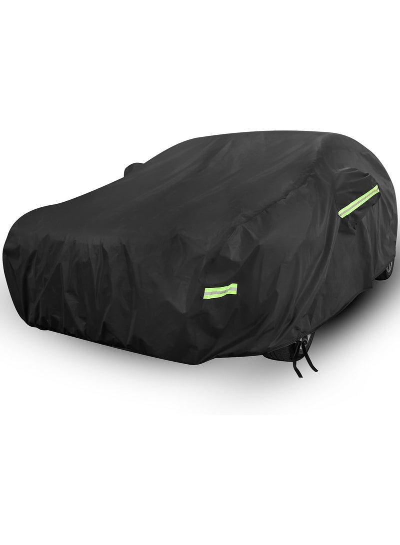 Soofam Car Cover All Weather Full Cover for Car Waterproof & Windproof & UV Protection Scratch Resistant Outdoor Cover with Reflective Strips Universal Car Cover for SUV (Black) - Image 1